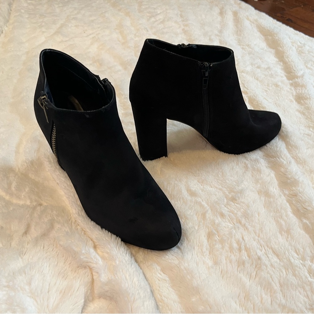 Madden Girl | Black Faux Suede Party Heeled Ankle Booties | Size 6.5